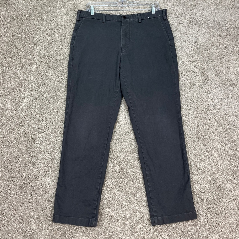 Uniqlo Chino Pants Mens 32x34 Gray Slim Fit‎ Straight Leg Stretch Flat Front EUC